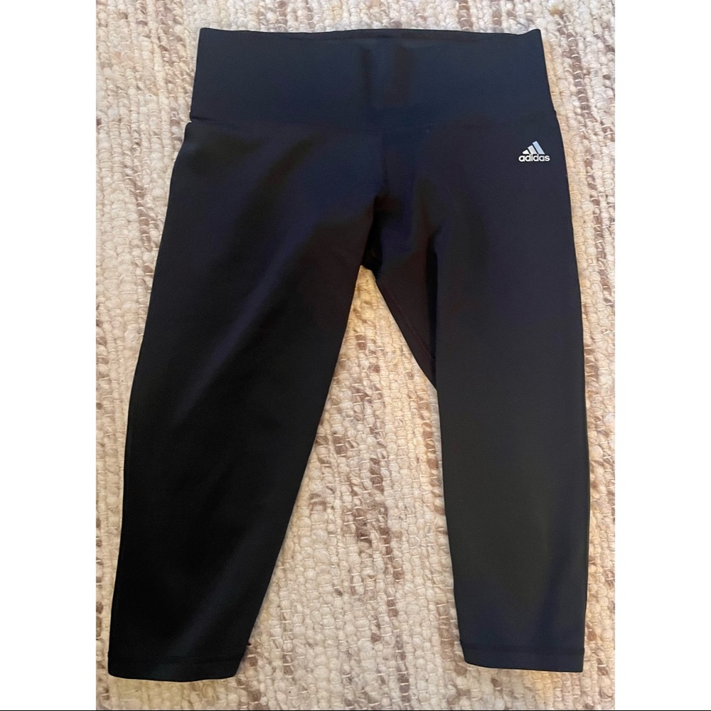 adidas Black Cropped Leggings with Logo